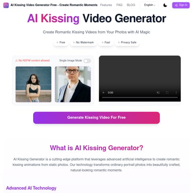 AI Kissing Video Generator - Romantische Kuss-Videos erstellen