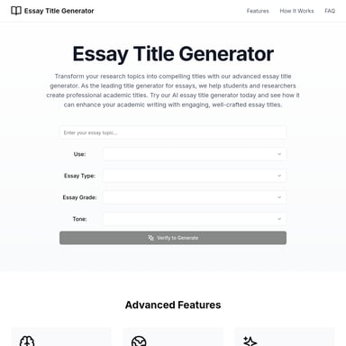 Essay Title Generator - KI-gesteuerter Titelgenerator für akademische Arbeiten