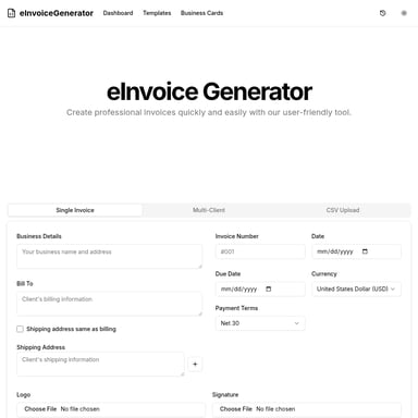 eInvoiceGenerator - プロフェッショナルな請求書作成ツール