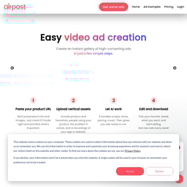 Airpost - AI-gesteuerte Videoanzeigen für E-Commerce