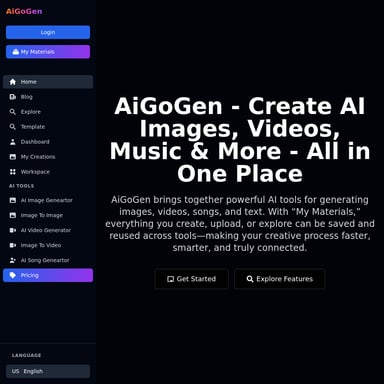 AiGoGen: 이미지, 비디오, 음악 및 텍스트 생성 AI 툴