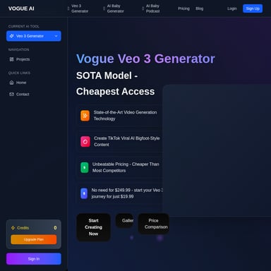 Vogue Veo 3 Generator - Affordable AI Video Creation