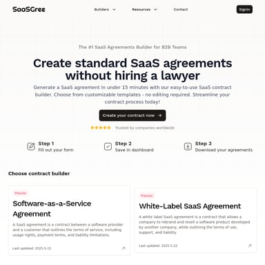 SaaS Agreement Builder for B2B Teams