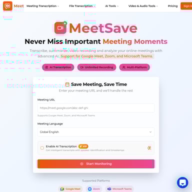 MeetSave - Vergadertranscriptie en Opname