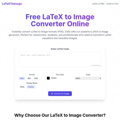 Kostenloser Online LaTeX zu Bild Konverter für PNG und SVG