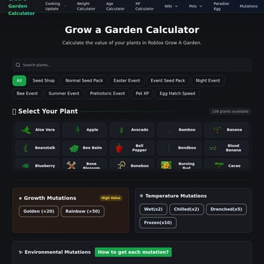 로블록스 Grow A Garden 계산기