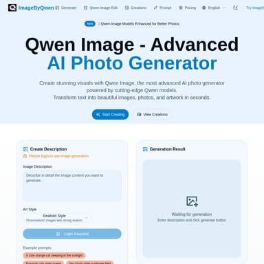Qwen Image - Advanced AI Photo Generator for Stunning Visuals
