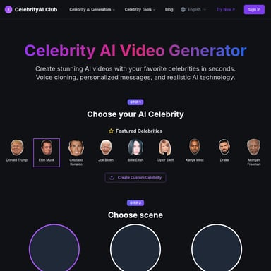 CelebrityAI : Générateur de vidéos IA avec célébrités