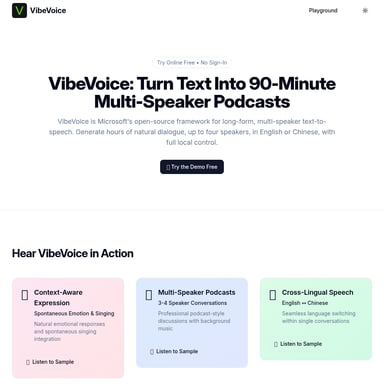 VibeVoice: Платформа для создания многочасовых подкастов с несколькими голосами