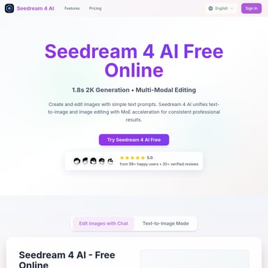 Seedream 4 AI — Free online 2K image generation and editing tool