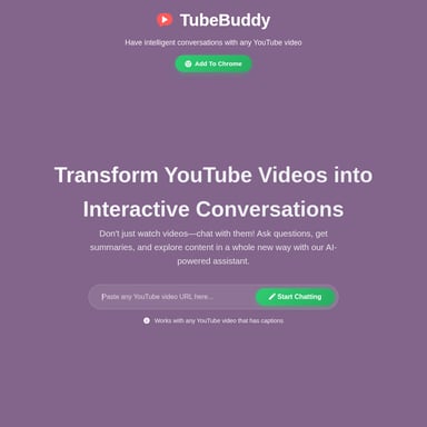 TubeBuddy: Transforma vídeos de YouTube en conversaciones interactivas