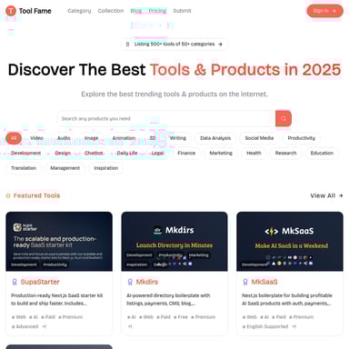Tool Fame - Entdecken Sie die besten Tools und Produkte 2025