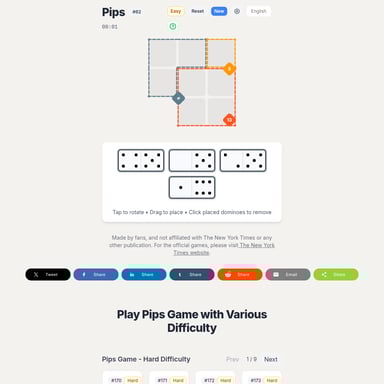 Pipsゲーム - 無限のドミノパズル