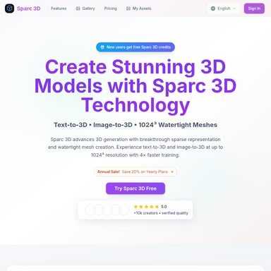 Sparc 3D: 혁신적인 3D 생성 플랫폼
