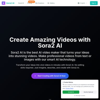 Sora2 AI - 高效的视频生成工具
