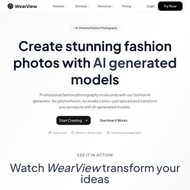 WearView AI Fashion Photography Platform