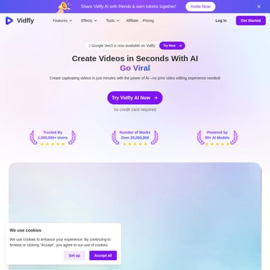 Vidfly AI – Schnelle KI-Videoerstellung für jedes Projekt