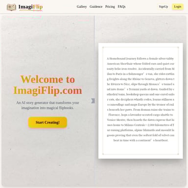ImagiFlip - AI story generator $ Flipbooks - Генератор Изображений AI Tool Screenshot