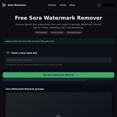 Sora Watermark Remover - ビデオ AI Tool Screenshot