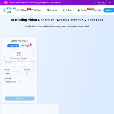 AI Kiss Video Generator - 비디오 AI Tool Screenshot