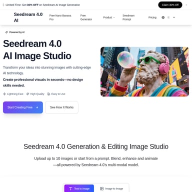 seedream4.me - Bildgenerator AI Tool Screenshot