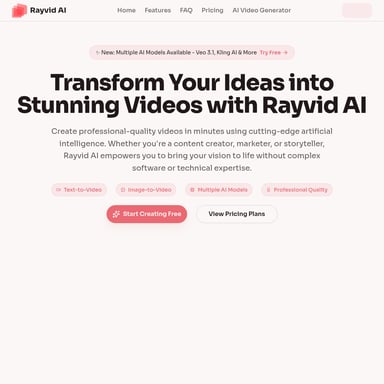 Rayvid AI - 비디오 AI Tool Screenshot