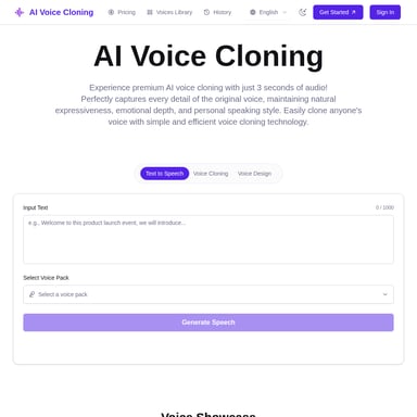 AI Voice Cloning - Productivity AI Tool Screenshot