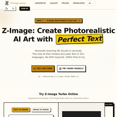 Z-Image Generator - Image Generator AI Tool Screenshot