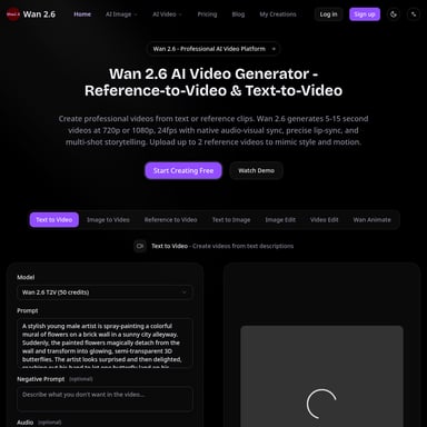 Wan 2.6 - Wideo AI Tool Screenshot