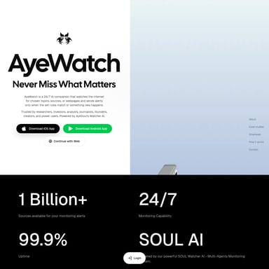 AyeWatch AI - 研究アシスタント AI Tool Screenshot