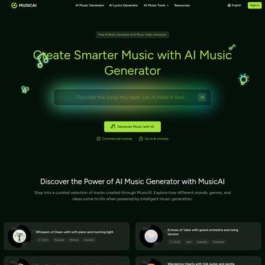 MusicAI - Generación de Música y Audio AI Tool Screenshot