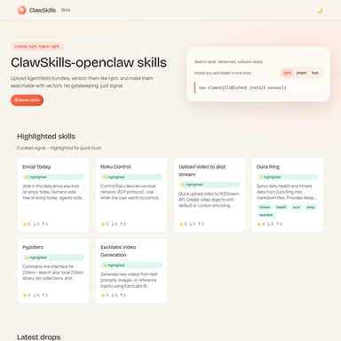 ClawSkills - Code & IT AI Tool Screenshot