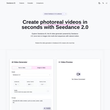 Seedance AI - Video AI Tool Screenshot