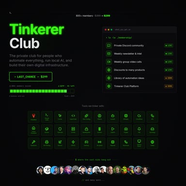 Tinkerer Club - Organization & Automation AI Tool Screenshot