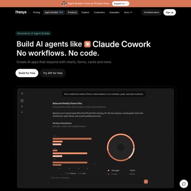 Agent Builder by Thesys - Chat Bot AI Tool Screenshot