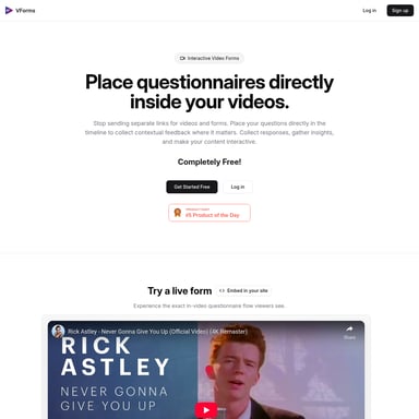 Video Forms - Video AI Tool Screenshot