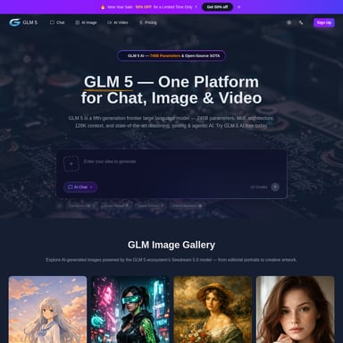 GLM 5 - Chatbot AI Tool Screenshot