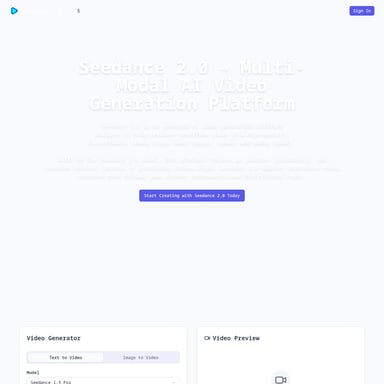 Seedance 2 - Video AI Tool Screenshot
