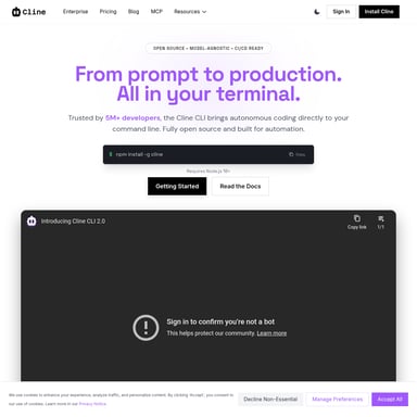 Cline CLI 2.0 - Code & IT AI Tool Screenshot