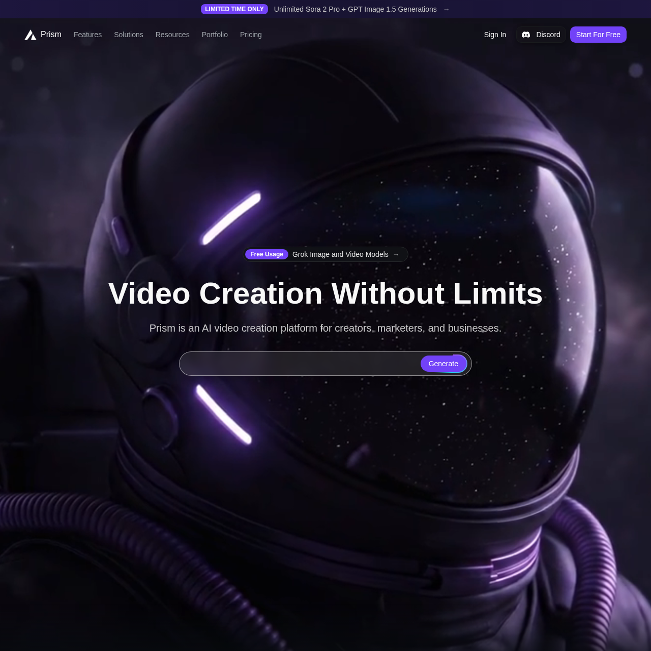 Prism Videos - Video AI Tool Screenshot