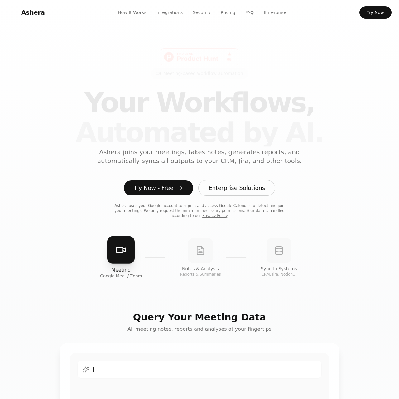 Ashera AI - Meeting-Assistent AI Tool Screenshot