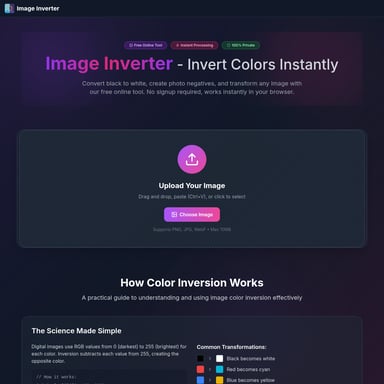 Image Inverter - Photo & Image Editing AI Tool Screenshot