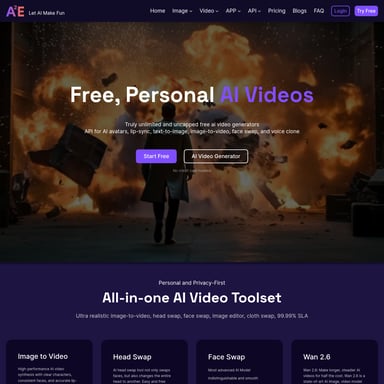 A2E Free and Uncensored AI Videos - Video AI Tool Screenshot