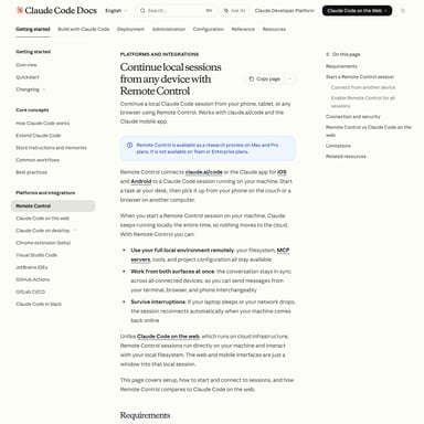 Claude Code Remote Control - Code et IT AI Tool Screenshot