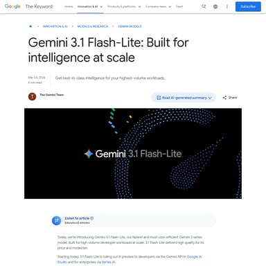 Gemini 3.1 Flash-Lite - Code & IT AI Tool Screenshot