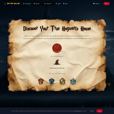 Harry Potter House Quiz ORG - Image Generator AI Tool Screenshot
