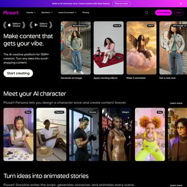 Picsart Persona & Storyline   - Kreativ-Toolkit AI Tool Screenshot