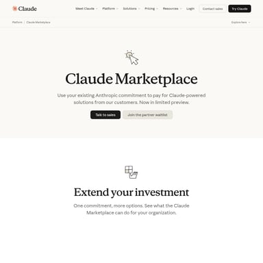 Claude Marketplace - Organisation und Automatisierung AI Tool Screenshot