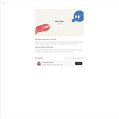 Kimi Claw - OpenClaw AI Tool Screenshot