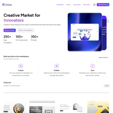 Vibe Marketplace by Greta - Creators Toolkit AI Tool Screenshot